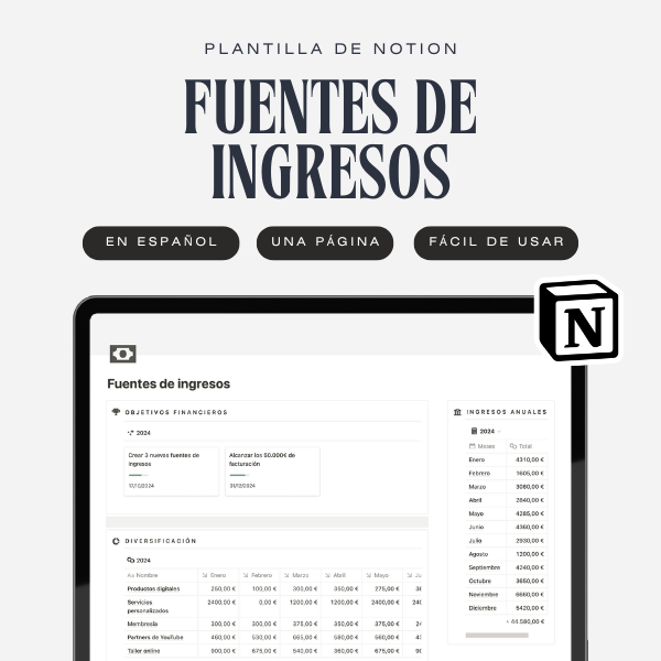 [Plantilla de Notion en Español] Fuentes de Ingresos